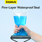 Baseus Waterproof Phone Pouch, AquaGlide IPX8 Waterproof Protection Dry Bag with Neck and Wrist Strip — Cylinder Lock (AG) — Blue