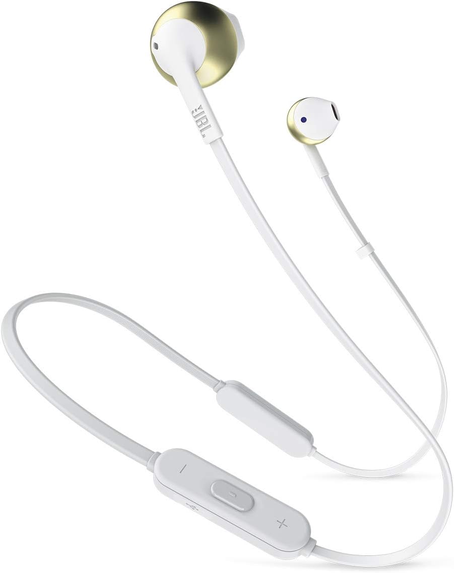 JBL Tune 205BT Wireless In-Ear Headphones — White/Gold