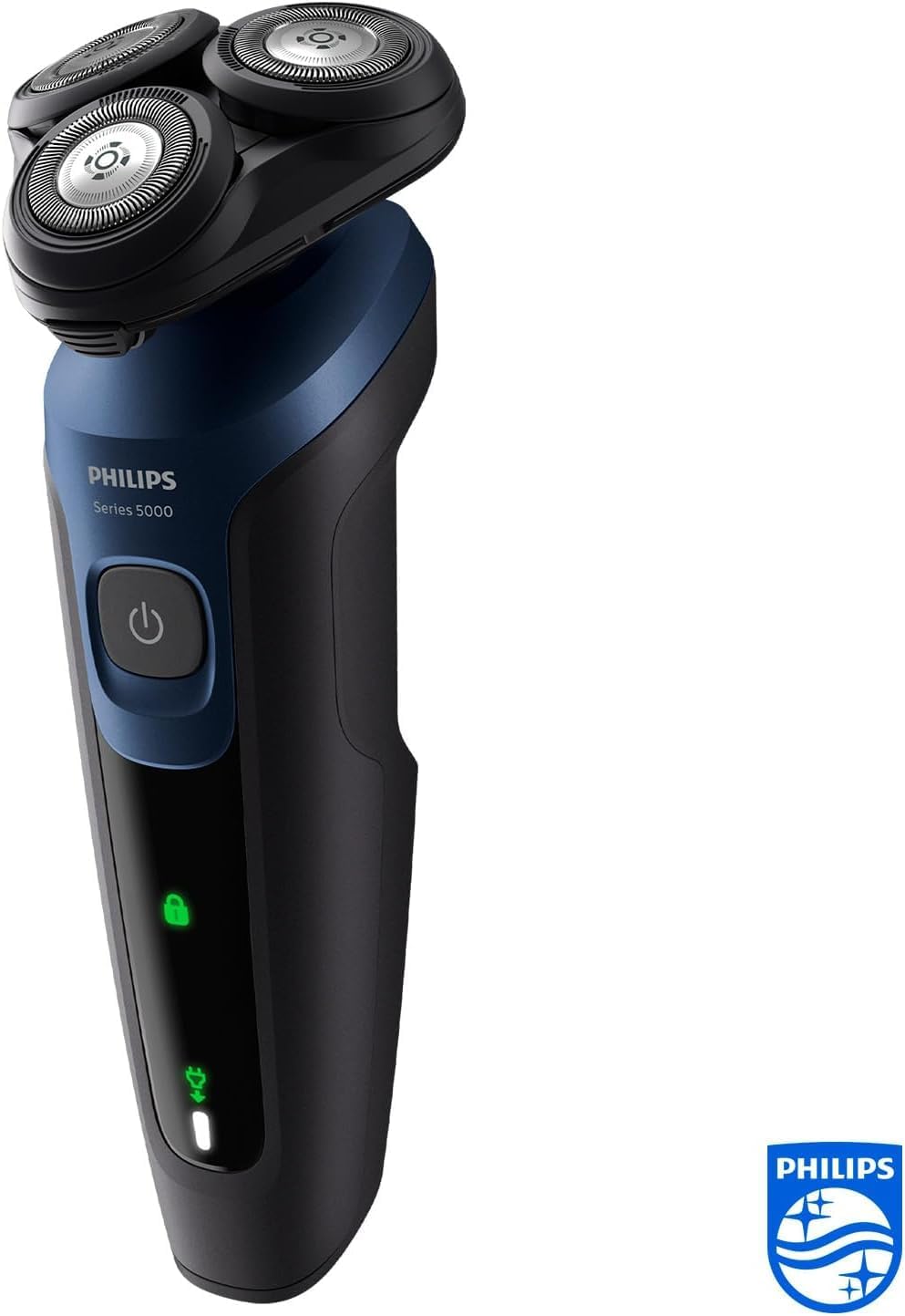 Philips Shaver Series 5000 - Wet & Dry Electric Men's Shaver in Metallic Blue with Precision Trimmer and Soft Pouch Travel Case (Model S5465/18) — Blue