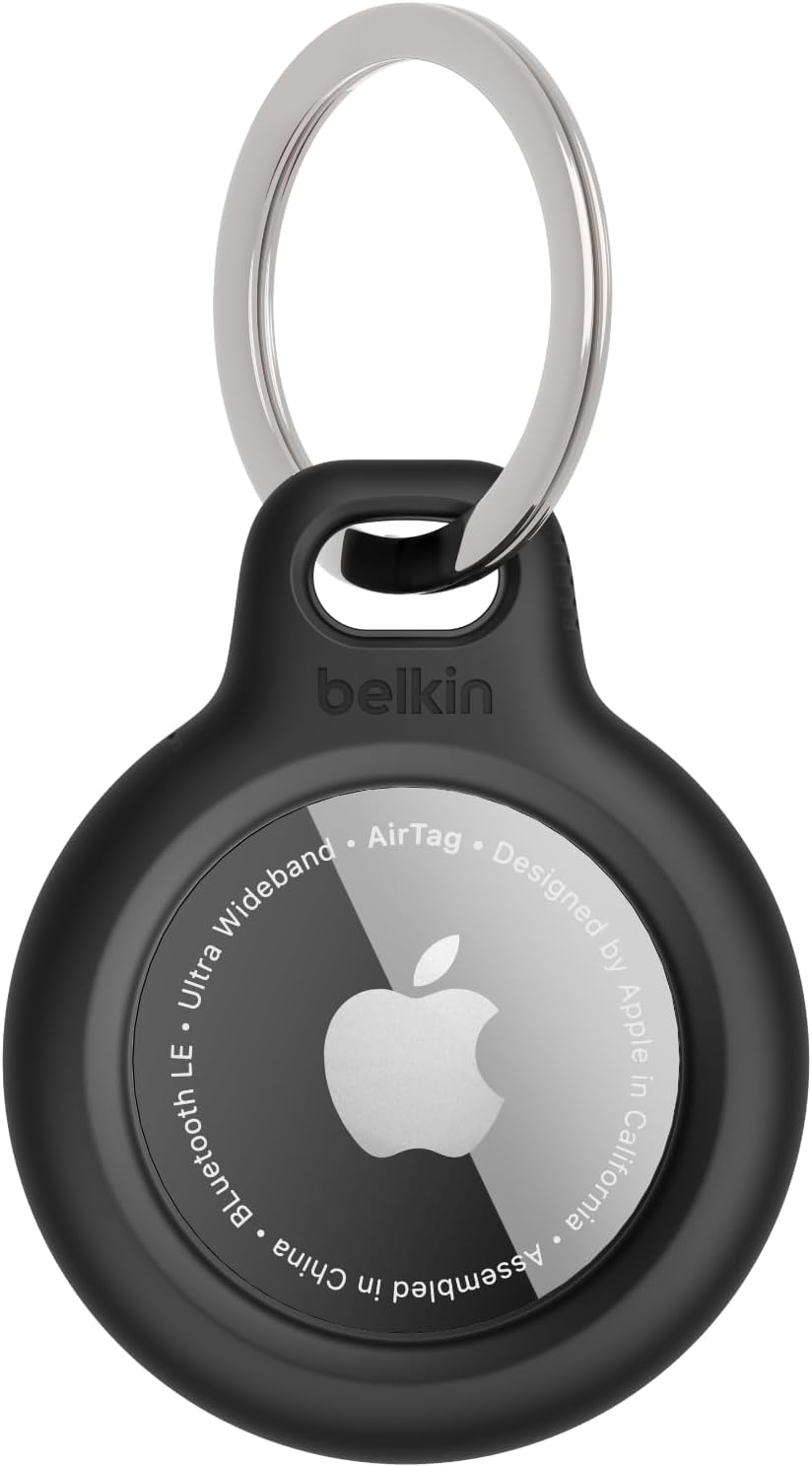 Belkin Airtag Case With Key Ring (Secure Holder Protective Cover For Air Tag With Scratch Resistance Accessory) – Black