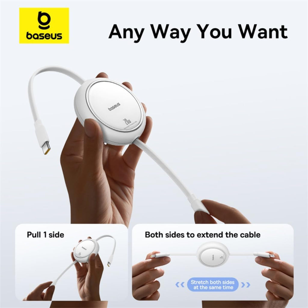 Baseus Free2Pull Retractable USB-C to Lightning Cable 20W — 1m — White