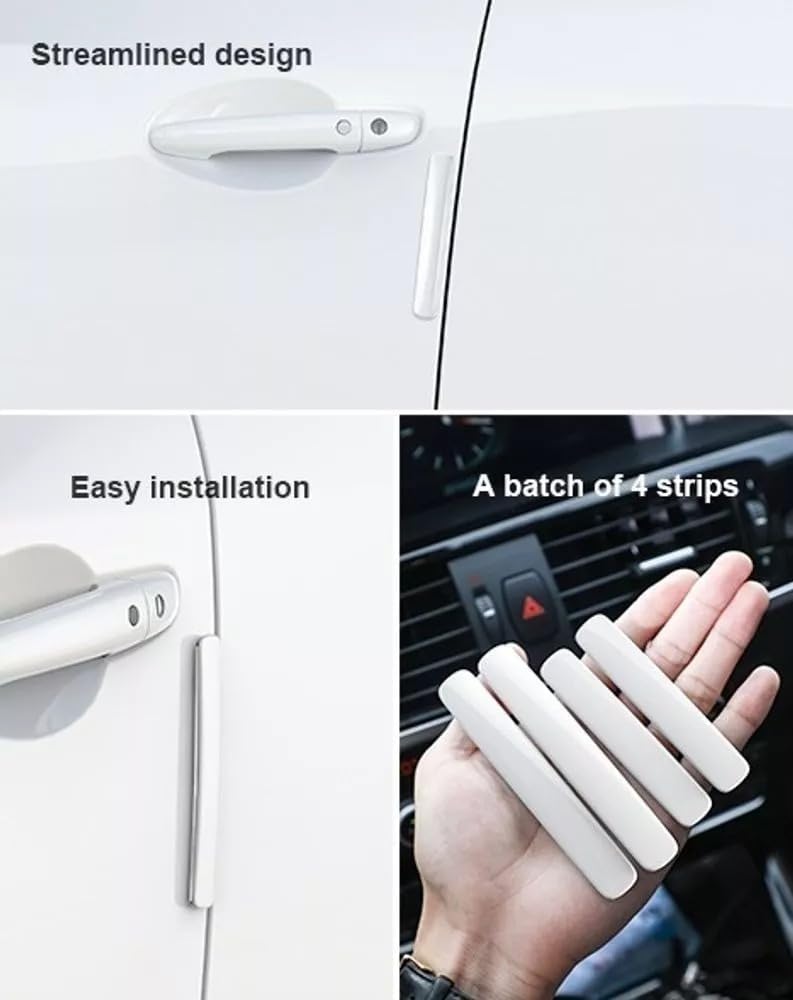 Baseus Bumper Strips, 4Pcs Anti-Collision Protector Strips Adhesive Door Stopper Wall For Car Doors,Bumper(2Long&Short/Pack) White — White