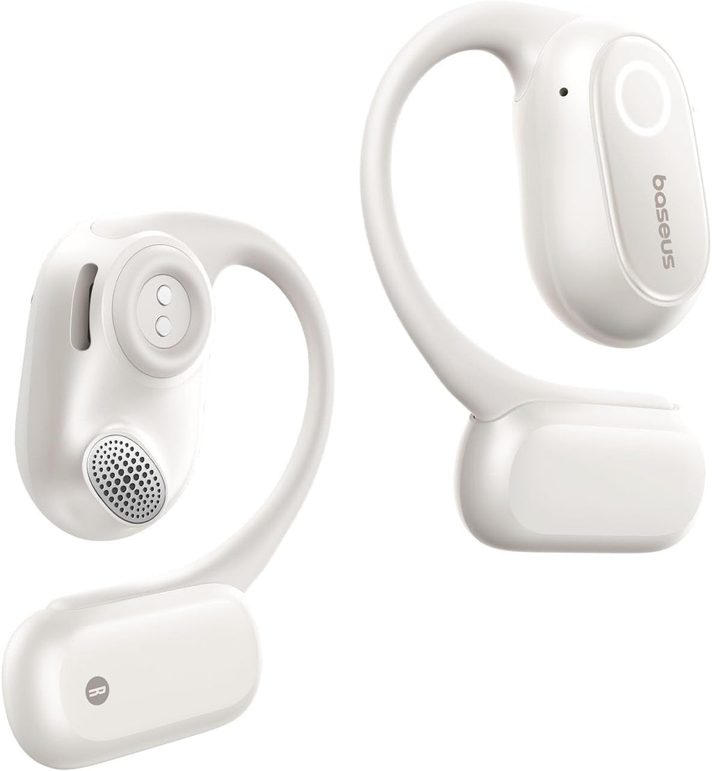 Baseus Bowie MF1 Open-Ear Headphones Bluetooth, Directional Acoustics, Powerful Bass, Ultralight, IPX4 Waterproof, ENC Microphones — White