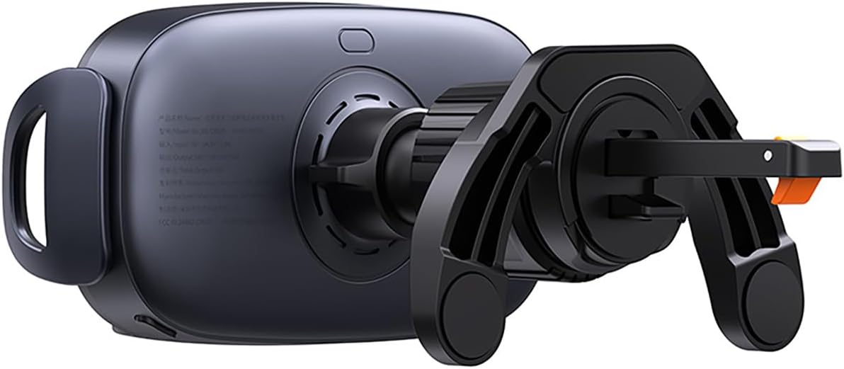 Baseus Triple-Coil 15W Wireless Car Charger for Air Vent【شاحن السيارة اللاسلكي 】Electric Clamping Car Phone Holder, Glass Panel Car Phone Mount — Wireless-Electric Clamp-TC — Black