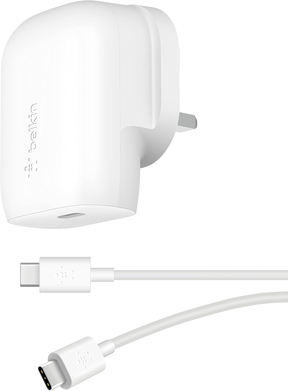 Belkin 30W USB C wall charger with PPS, Power Delivery, USB-IF certified PD 3.0, fast charger plug for iPhone 17, Air, 16, 15, Samsung Galaxy S25, iPad, AirPods, Pixel, more - USB C Cable included