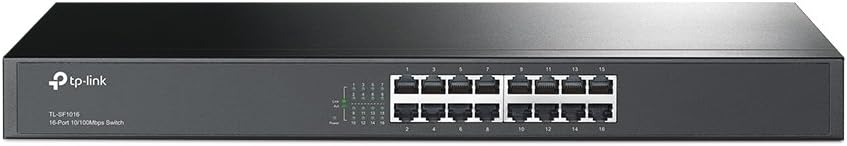 TP-Link TL-SF1016 Rackmount Fast Ethernet Netzwek Switch (16x 10/100Mbit/s Ports, Metallgehäuse, Plug&Play,)