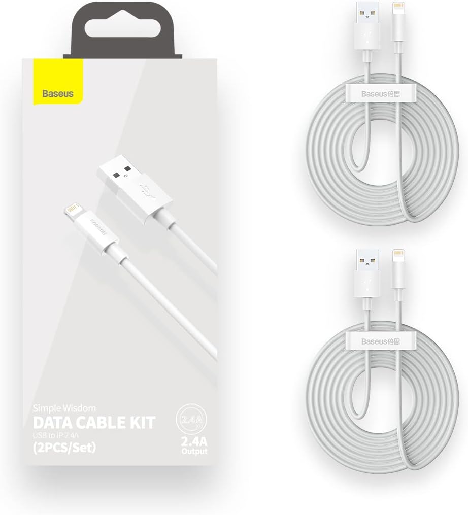 Baseus Simple Wisdom Series PD 2.4A USB To Lightning Cable 2Pack 4.9ft iPhone Charger High-Speed Data Cable — 4.9 Feet