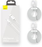Baseus Simple Wisdom Series PD 2.4A USB To Lightning Cable 2Pack 4.9ft iPhone Charger High-Speed Data Cable — 4.9 Feet