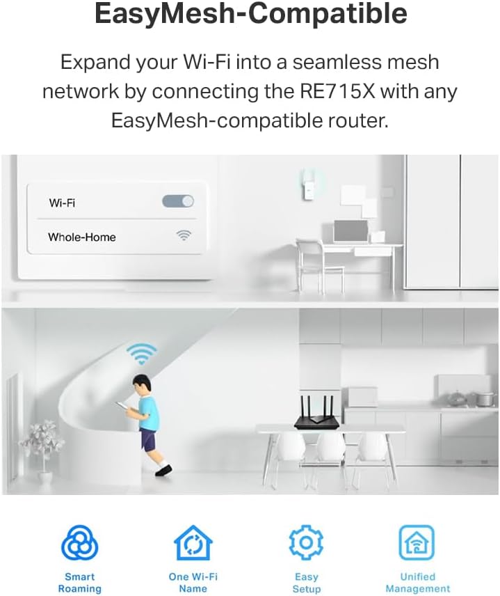 TP-Link AX3000 WiFi 6 Range Extender Signal Booster for Home(RE715X), Dual Band WiFi Repeater, Internet Extender with Gigabit Ethernet Port, Access Point, APP Setup, OneMesh Compatible