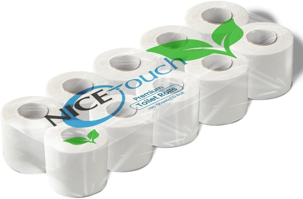 Nice Touch 2-Ply Embossed Toilet Rolls, 10 X 180 Sheets Extra Saving Tissue Rolls - 1800 Premium 2-Ply Sheets — front product image