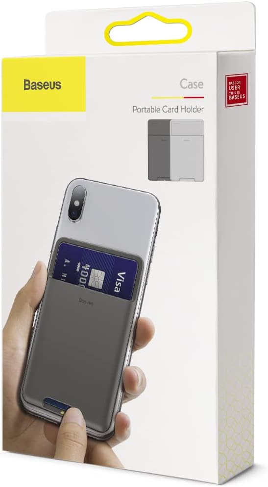 Baseus Phone Card Holder for Back of Phone, Silicone Stick Card Phone Wallet — Dark Grey