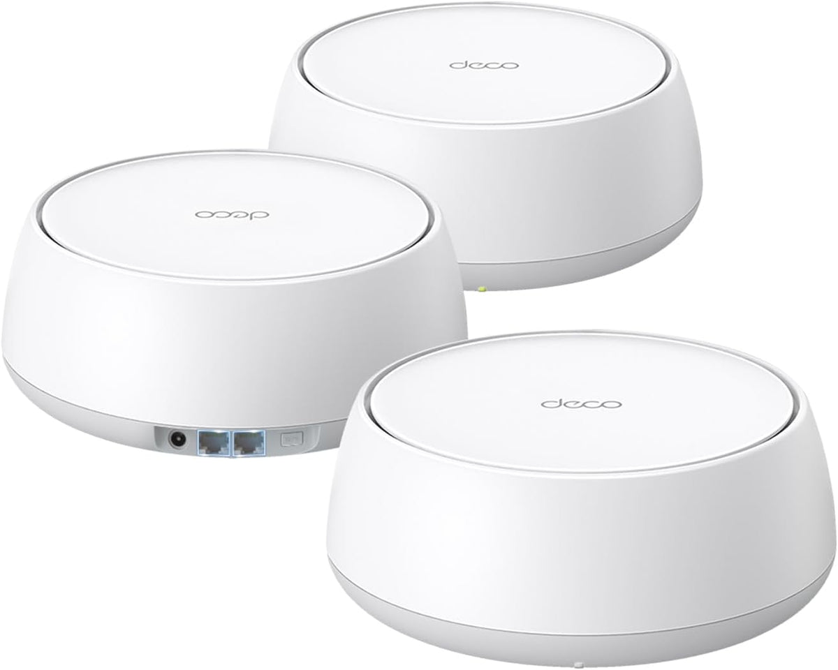 TP-Link Dual-Band BE5000 WiFi 7 Mesh Wi-Fi System (Deco BE25) | 4-Stream 5 Gbps | 240 Mhz Channels | Covers up to 6,600 Sq.Ft | 2X 2.5G Ports Wired Backhaul | VPN,MLO, AI-Roaming, HomeShield (3-Pack)