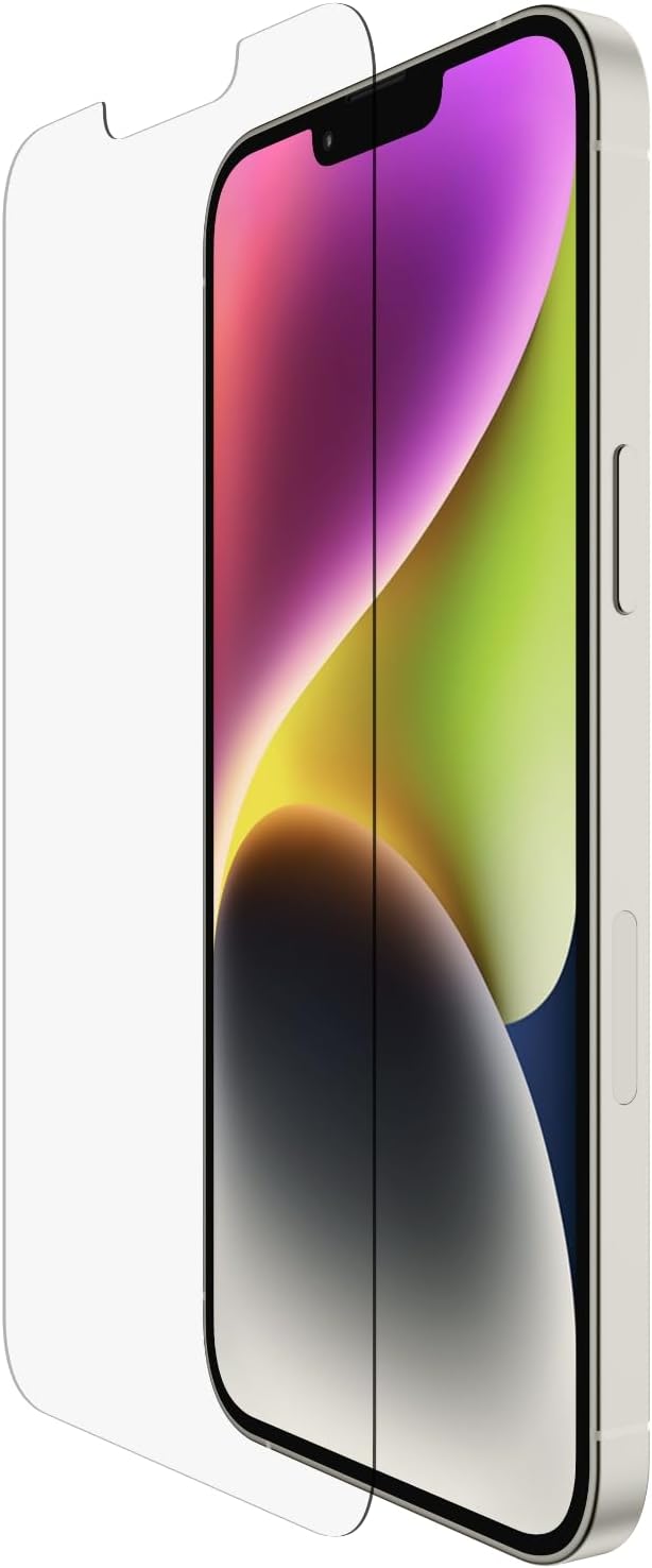 Belkin UltraGlass iPhone 14 Plus, iPhone 13 Pro Max Screen Protector, AntiMicrobial-Treated, Easy Bubble Free Application with Included Installation Guide Tray, 9H Hardness Tested, Tempered Glass