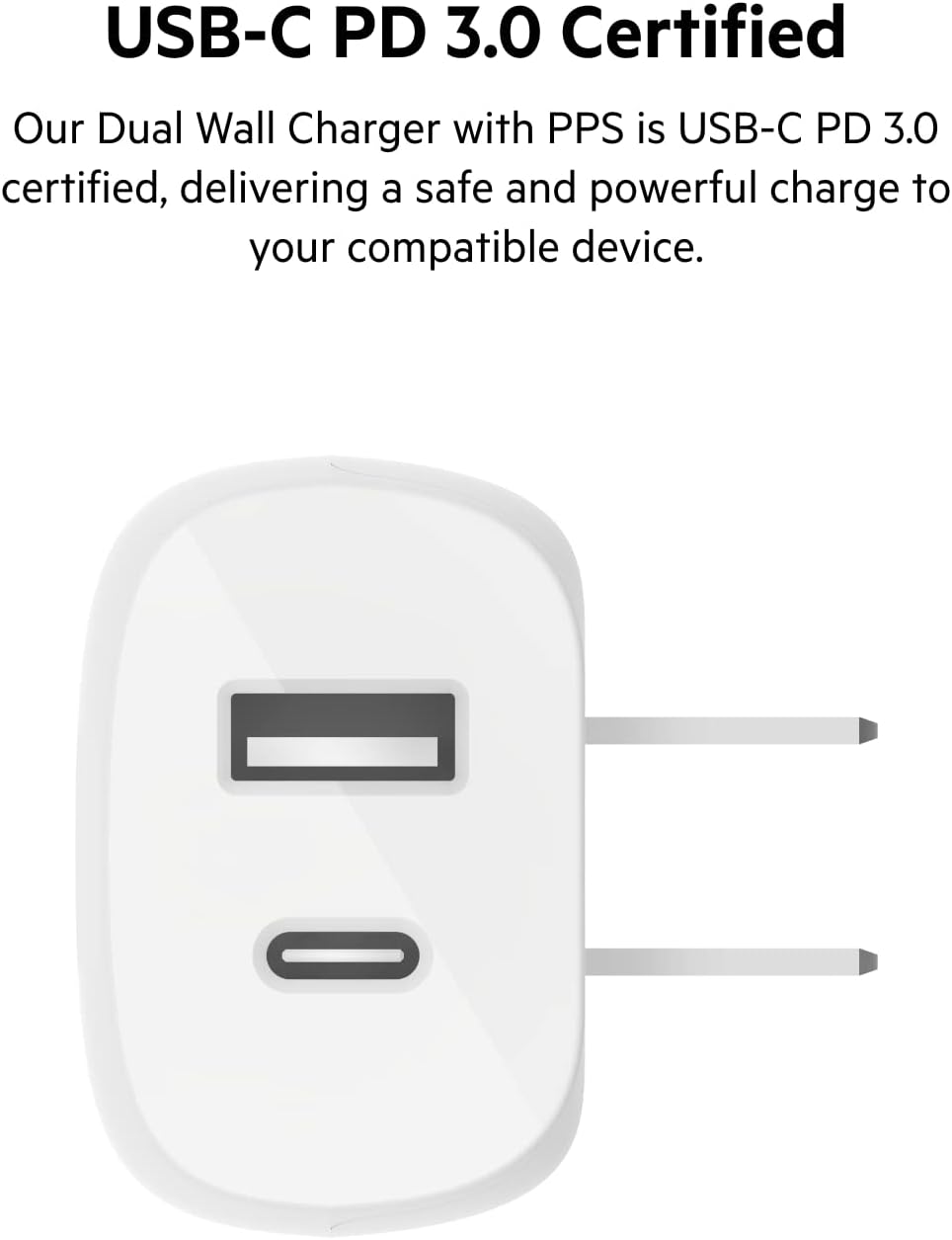 Belkin 37W USB Type C PPS PD Dual Port Wall Phone Charger, Power Delivery 25W USB C Port and 12W USB A Port for Fast Charging Galaxy S22, S21, Ultra, Plus, Note 20, iPhone and More