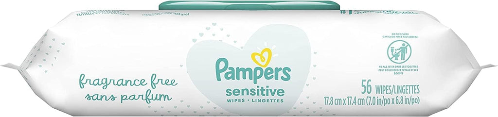 Pampers Wipes Sensitive - 56 ct, Pack of 2