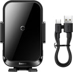 Baseus 15W Car Wireless Charger for Air Vent, Auto Clamping Car Phone Holder, Automatic Induction & Dynamic Lighting Car Phone Mount — Black