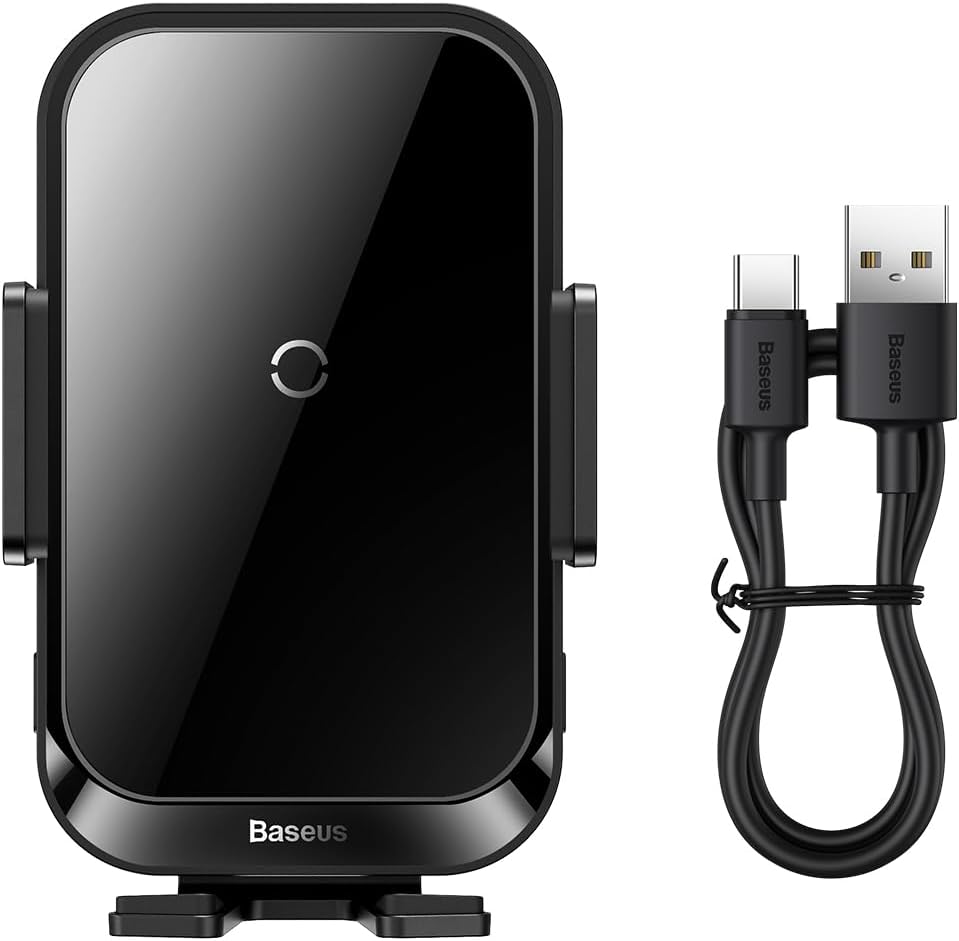Baseus 15W Car Wireless Charger for Air Vent, Auto Clamping Car Phone Holder, Automatic Induction & Dynamic Lighting Car Phone Mount — Black