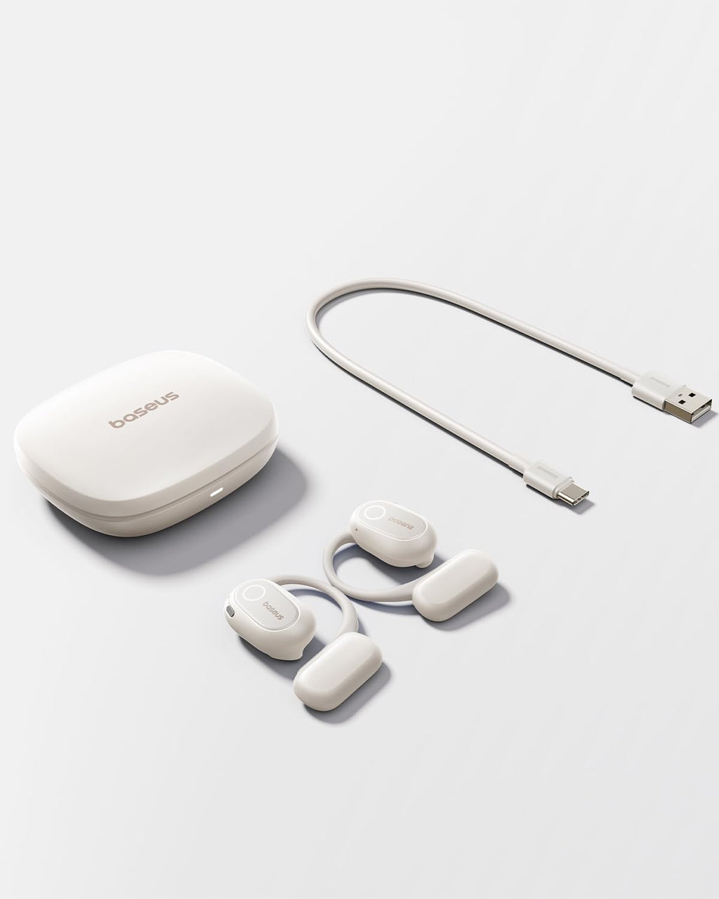 Baseus Bowie MF1 Open-Ear Headphones Bluetooth, Directional Acoustics, Powerful Bass, Ultralight, IPX4 Waterproof, ENC Microphones — White