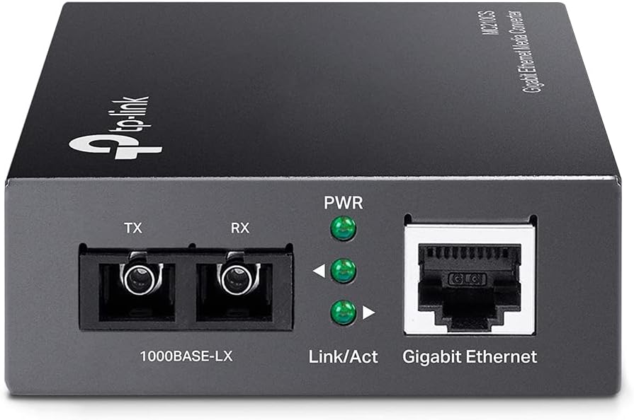 TP-Link Gigabit SFP to RJ45 Fiber Media Converter | Fiber to Ethernet Converter | 10/100/1000Mbps RJ45 Port to 1000Base-LX Single-Mode Fiber (MC210CS) Grey