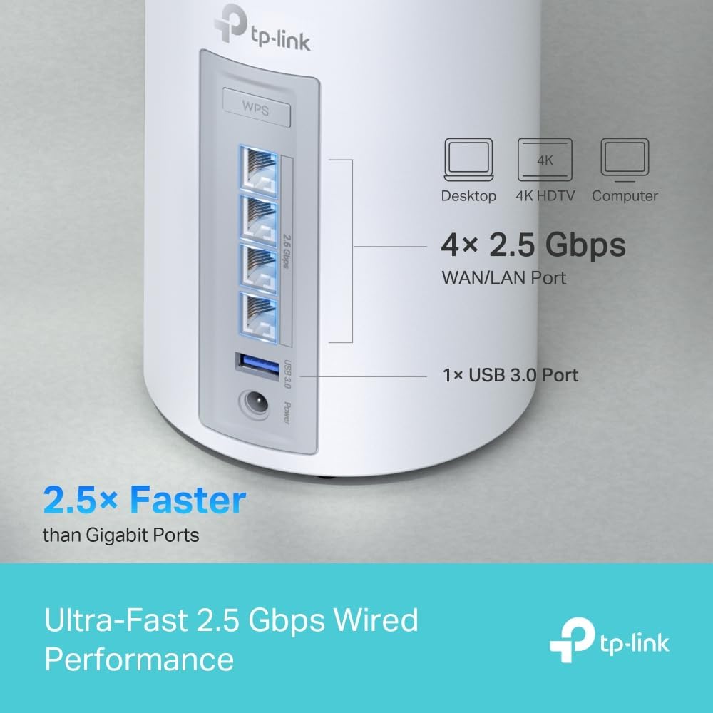 TP-Link Deco BE65 BE9300 Triple Band WiFi 7 Whole House Display, Speed up to 9214 Mbps, AI Drive, Connects More Than 200 Devices, Ideal for Games and 4K, Easy Installation