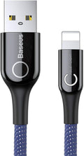 Baseus PD 2.4A Lightning Cable, Fast Charging, Data Transfer, Light Intelligent Power-off, LED indicator Charging Cable — Blue