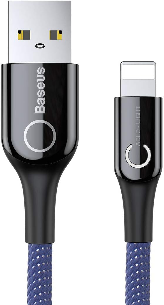 Baseus PD 2.4A Lightning Cable, Fast Charging, Data Transfer, Light Intelligent Power-off, LED indicator Charging Cable — Blue
