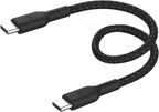 Belkin Fast Charge (0.5ft) Braided USB-C to USB-C Cable for iPhone 16, iPhone 16 Pro, iPhone 16 Pro Max, iPhone 16 Plus, iPhone 15, Galaxy S24, S23, Note10, Pixel 9, Pixel 8, iPad Pro & More - Black