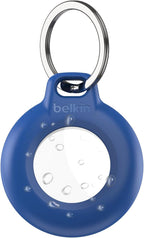 Belkin Waterproof Apple AirTag Secure Holder with Key Ring, Durable Scratch-Resistant AirTag Case, Protective AirTag Keychain Accessory for Keys, Pets, Luggage, Backpacks, and More - Blue