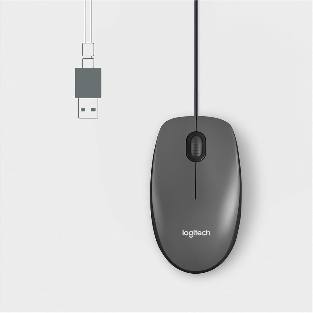 Logitech M100 Wired Mouse — Dark Grey