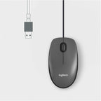 Logitech M100 Wired Mouse — Dark Grey