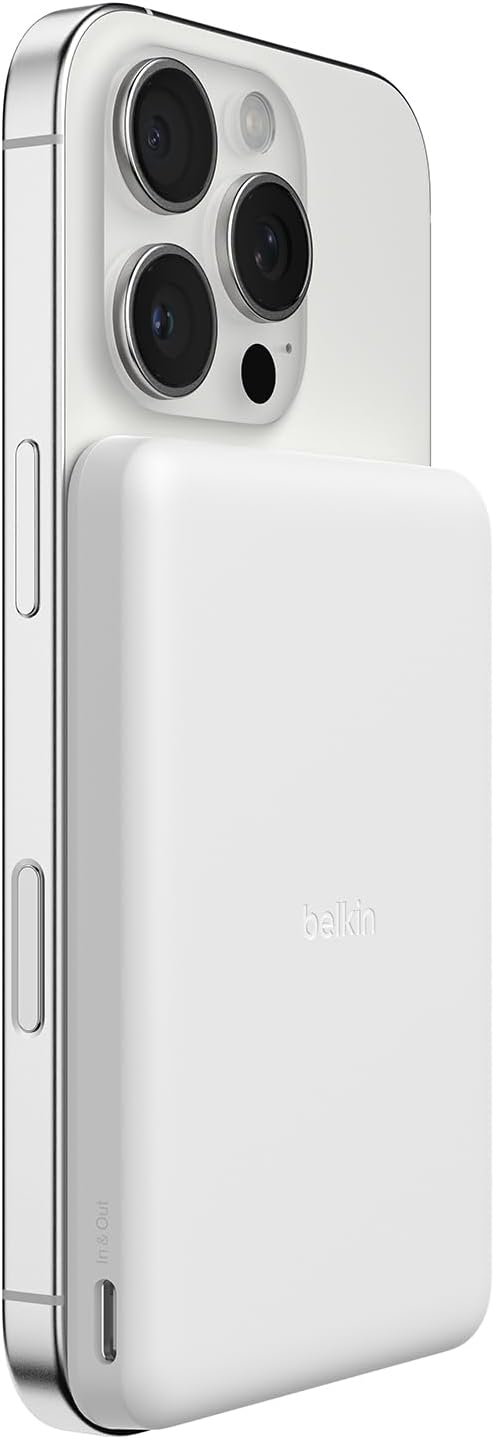 Belkin BoostCharge 5000mAh Slim Magnetic Power Bank with USB C Port - White