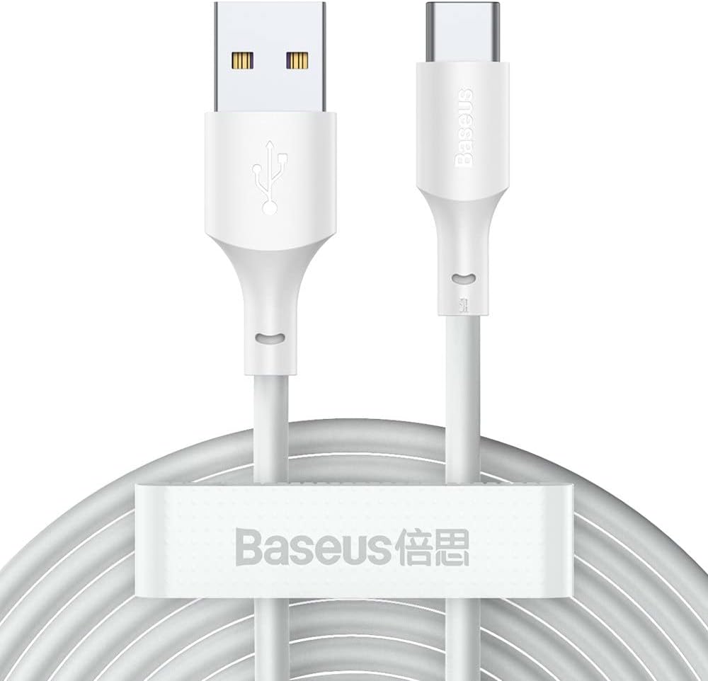 Baseus Type C Cable 1.5m 2Pack Fast Charging 5A USB A to USB C Data Cable — 1.5 Meters — White