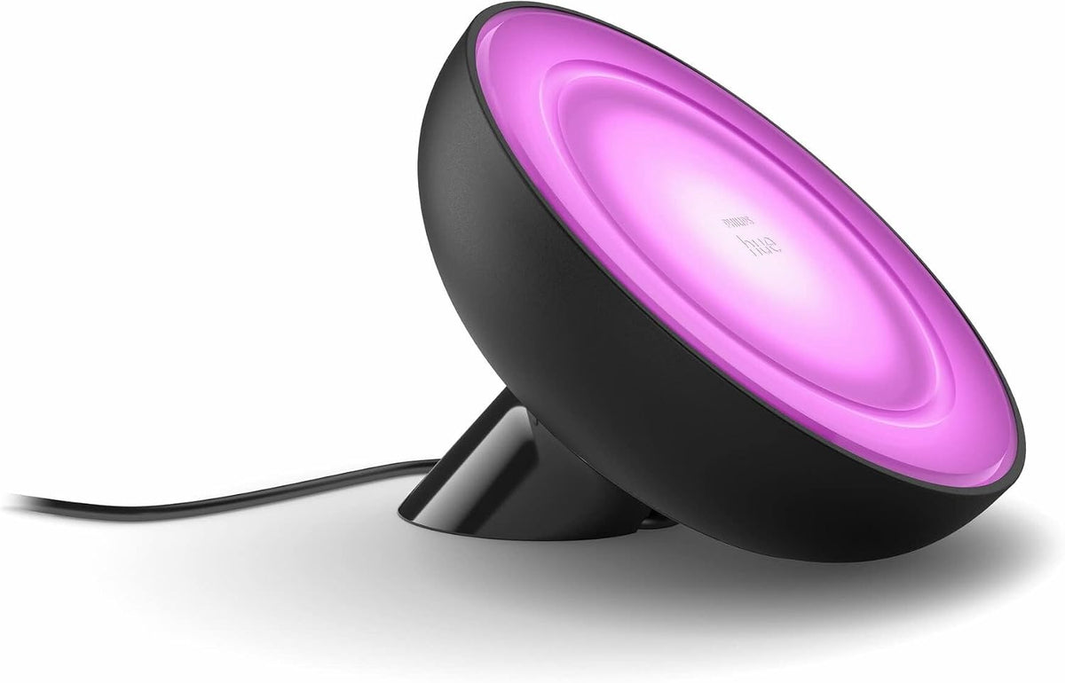 Philips Hue White and Colour Ambiance Bloom [Black] Smart LED Table Lamp, with Bluetooth Works with Alexa and Google Assistant — Black