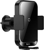 Baseus 15W Car Wireless Charger for Air Vent, Auto Clamping Car Phone Holder, Automatic Induction & Dynamic Lighting Car Phone Mount — Black