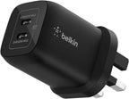 Belkin Gaming Dual USB-C Plug 65W, Wall Charger USB 3.0 Fast Charger with GaN Technology for Nintendo Switch 2, iPhone 16, iPad, MacBook Air, Chromebook, Samsung Galaxy S25 Ultra, and More - Black