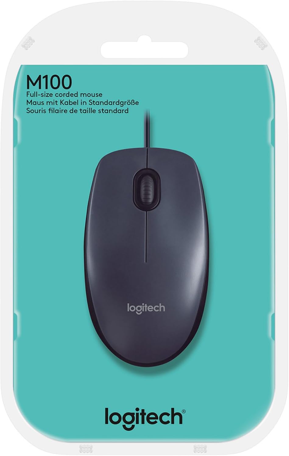 Logitech M100 Wired Mouse — Dark Grey