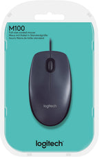 Logitech M100 Wired Mouse — Dark Grey