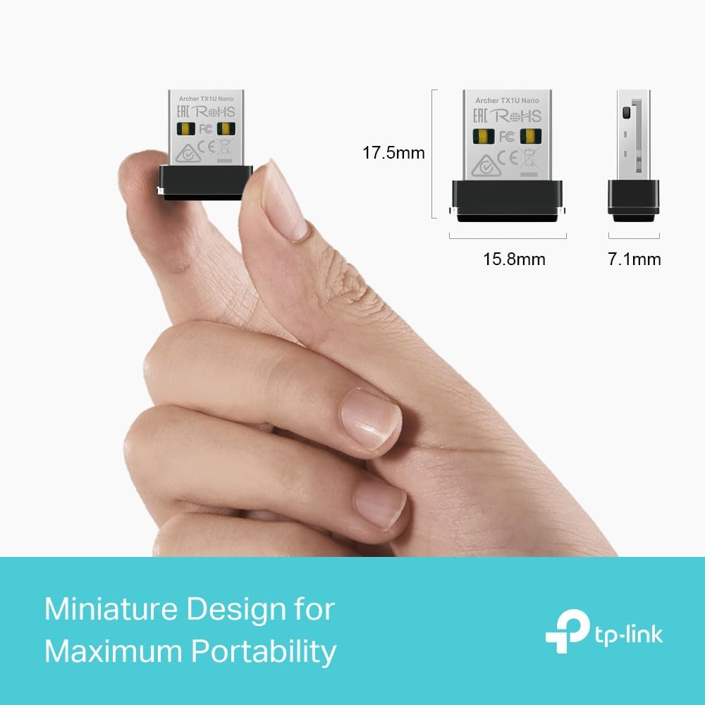TP-Link Archer TX1U Nano AX300 Mbps, Nano Design, Plug and Play, Supports Linux and Windows(11/10/7), Wi-Fi 6 USB Adapter