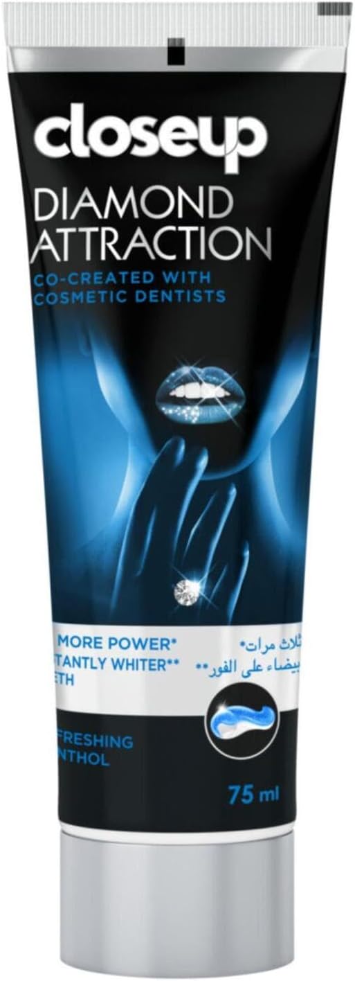 Closeup Diamond Attraction Whitening Toothpaste, Power White, Refreshing Menthol, 3X More Power & Instantly Whiter Teeth 75ml — front product image