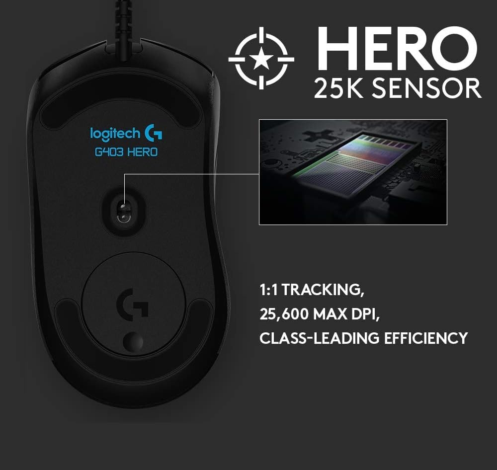 Logitech G403 HERO Gaming Mouse — Black