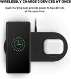 Belkin dual wireless charger (dual wireless charging pad 15w) fast charge 2 devices at once, including iphone, airpods, galaxy, pixel, more - black
