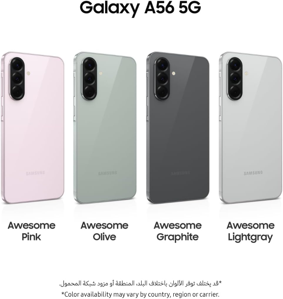 Samsung Galaxy A56 5G, Android Smartphone, 256GB Storage, 12GB RAM, Awesome Graphite, 6x OS Upgrades, Large Display, Long Battery Life (UAE Version)