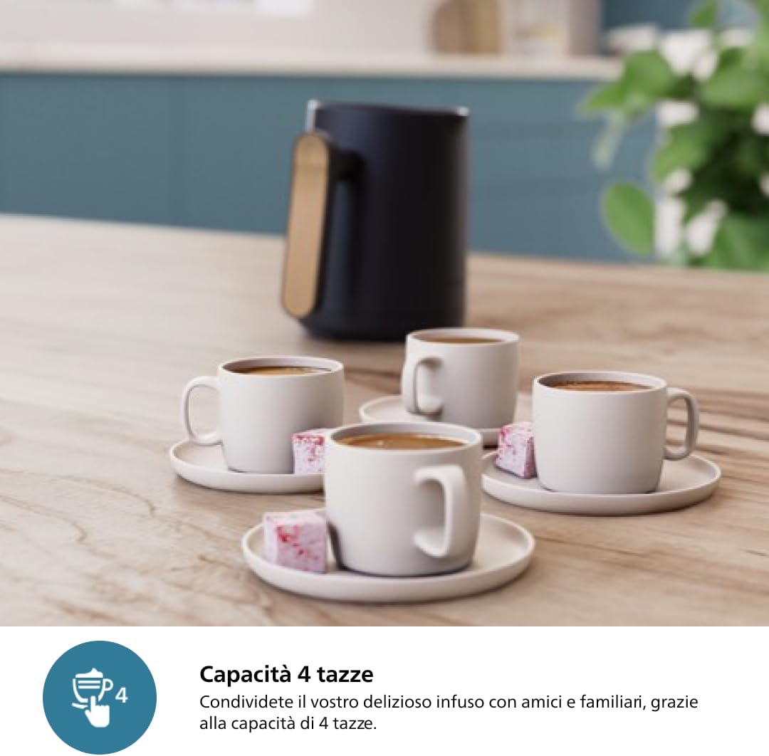 Philips Turkish Coffee Machine - Traditional Flavor with Ember Cooking Function. 4-Cup Capacity. Overheating + Anti-Overflow Sensors. Touch Control Panel, Black (HDA150/60). — black