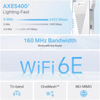 TP-Link AXE5400 Tri-Band Mesh Wi-Fi 6E Range Extender | Broadband/Wi-Fi Extender | Wi-Fi Booster/Hotspot with 1 Gigabit Port | 160 MHz Channels | Built-In Access Point Mode | Easy Setup - RE815XE