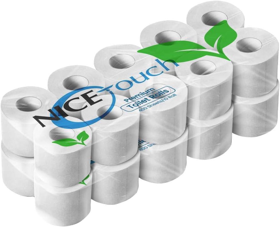 Nice Touch 2-Ply Plain Toilet Rolls, 20 X 400 Sheets Extra Saving Tissue Rolls - 8000 Premium 2-Ply Sheets — front product image