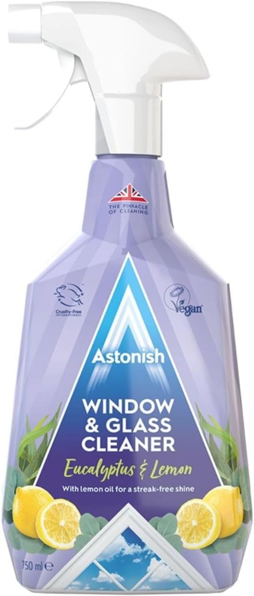 Astonish Window & Glass Cleaner - With Lemon Oil - Tough on Grease & Grime - Crystal Clear Streak Free Shine -Easy to Use -Long Lasting effect -Fresh Fragrance-Vegan -Cruelty Free 750ML -Twin Pack — additional product view 2