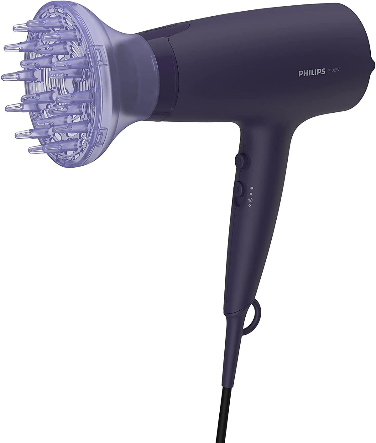 Philips Hair Dryer BHD360/23 — 2100W — DC Motor — 6 Heat/Speed Settings with Cool Setting — 3 Attachments (ThermoProtect & Narrow Nozzle & Volume Diffuser) — Ionic Care — 1.8m Cord — Black