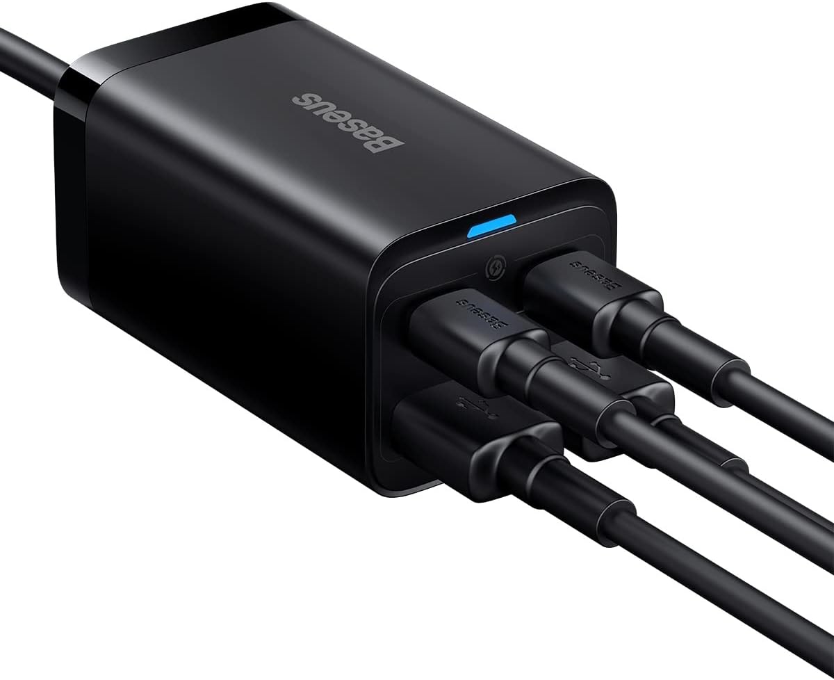 Baseus GaN3 Pro Desktop Fast Charger 2C+2U 65W EU Black(Include：Baseus Xiaobai series fast charging Cable Type-C to Type-C 100W(20V/5A) 1m Black） — Black