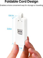 TP-Link USB to Ethernet Adapter, Foldable USB 3.0 to 10/100/1000 Gigabit Ethernet LAN Network Adapter, Support Windows 10/8.1/8/7/Vista/XP for Desktop Laptop Apple MacBook Linux (UE300)