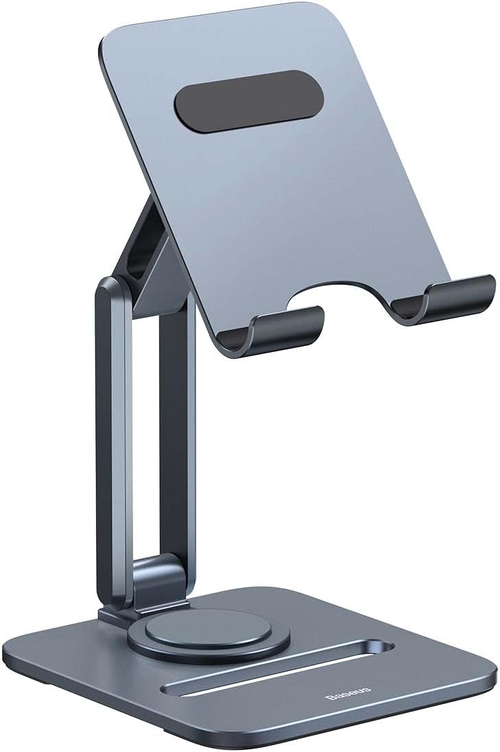 Baseus Desktop Biaxial 360° Rotatable Tablet Stand, Adjustable & Foldable Aluminum Holder for Desk — For Tablets (Foldable ) — Space Grey
